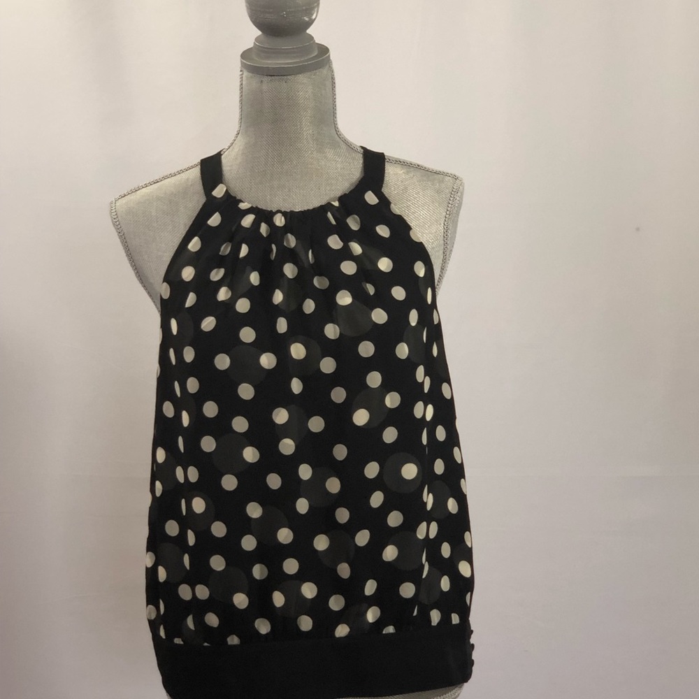 Ann Taylor Blouse polka dot black and white 6